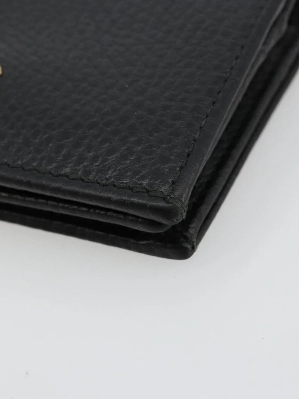 GUCCI GG Marmont Bifold Wallet Leather Black Gold 456126 Auth bs35602 - Picture 7 of 15
